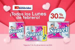 Farmacias Benavides - Todos los Lunes de febrero con 30% OFF en productos Suavel