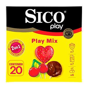 Amazon: Sico Play Mix, Condón de látex texturizado y de sabores mixtos 20 pzas
