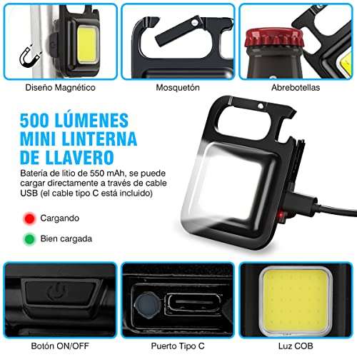Amazon: 3 Linternas LED Recargables Alta Potencia, Linternas Tácticas Luz UV, Blanca, COB, 1600 Lúmenes