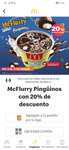 Mc flurry pingüino en McDonald's con 20% de descuento