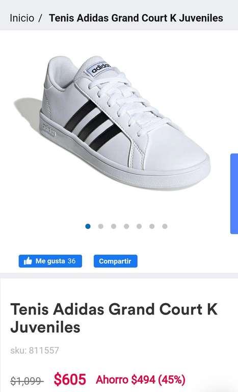 Coppel: Tenis Adidas Grand Court K Juveniles