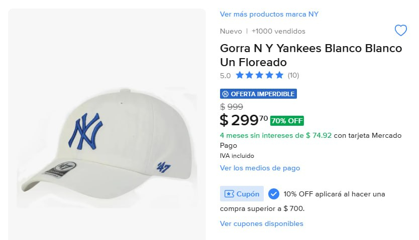 Mercado Libre: Gorra N Y Yankees Blanco Blanco Un Floreado