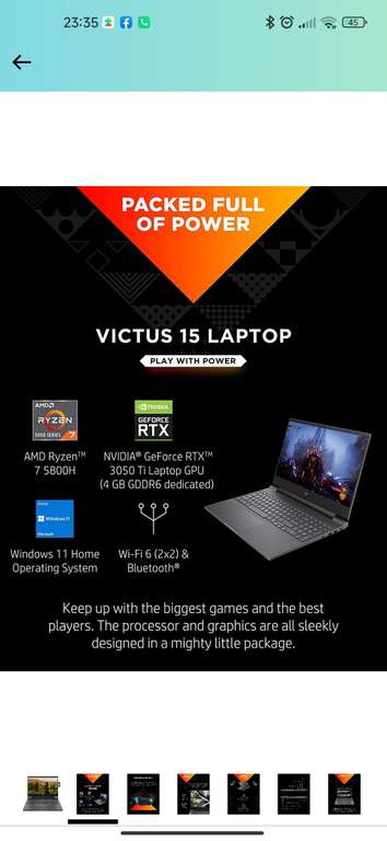 Amazon: HP Victus PC portátil para juegos de 15.6 pulgadas, NVIDIA GeForce RTX 3050 Ti, AMD Ryzen 7 5800H