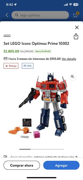 Walmart + AMEX - LEGO Icons Optimus Prime 10302 - $2055