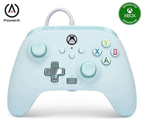 Amazon: PowerA Control Mejorado Alámbrico para Xbox Series X|S - Algodón de Azúcar Azul $499.03