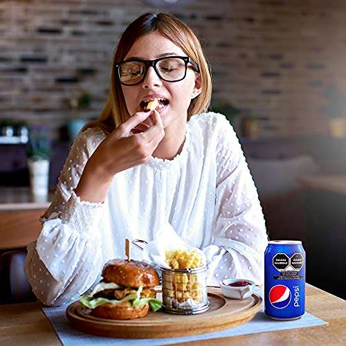 Amazon: Pepsi Cola Refresco de Lata de 355 mililitros. Paquete de 24 latas | Planea y Ahorra, envío gratis con Prime