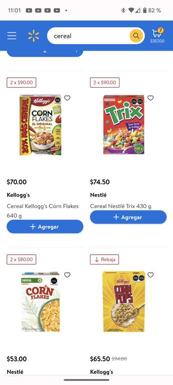 Walmart - 2 x 90 en cereales
