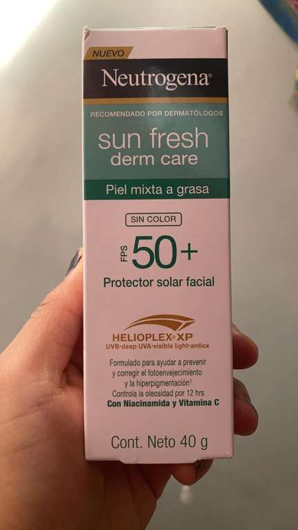 Amazon: Neutrogena Sun fresh Protector Solar Facial sin color Dermcare Niacinamida FPS50+, 40g | Planea y Ahorra