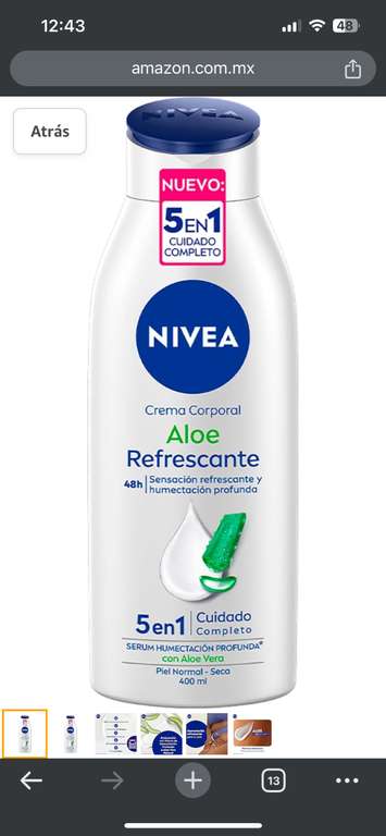 Amazon: NIVEA Aloe Vera Refrescante 400 ml