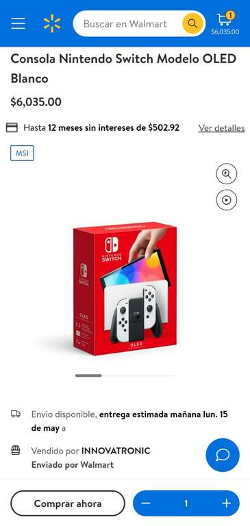 Walmart: Nintendo Switch Modelo OLED Blanco. SIN PROMOS BANCARIA