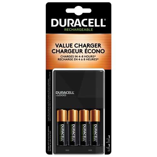 Amazon: Duracell - Ion Speed 1000 Cargador de Batería con 4 Baterías AA - Cargador Para AA y AAA