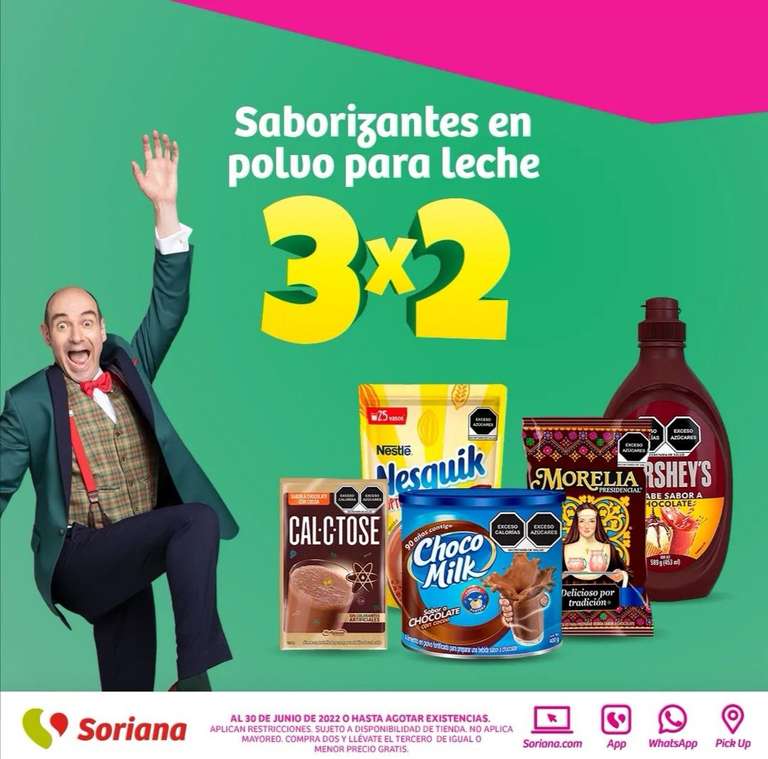 Soriana [Julio Regalado 2022]: 3x2 en saborizantes en polvo para leche