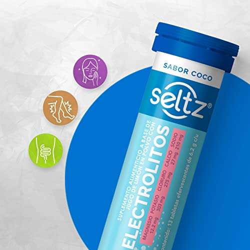 Amazon: Electrolitos sabor coco Seltz (Tabletas Efervescentes) | envío gratis con Prime