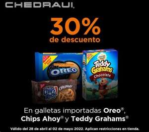 Chedraui: 30% de descuento en galletas importadas Oreo, Chips Ahoy, Teddy Grahams