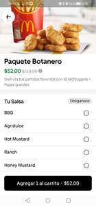 Villahermosa Uber Eats McDonald's - Paquete Botanero a $52 para la botana nocturna