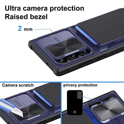 Amazon: Funda Samsung Galaxy S23 Ultra economica Azul con tarjetero y mica para lentes