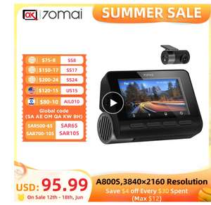 Aliexpress: 70mai Dash Cam 4K A800S, GPS Integrado, ADAS, Visión Nocturna (Versión global y envío desde almacenes en MX). $1572 con monedas