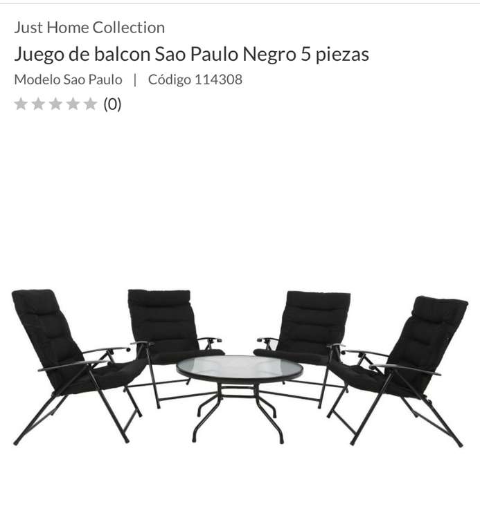 Sodimac: Juego de balcon Sao Paulo Negro 5 piezas