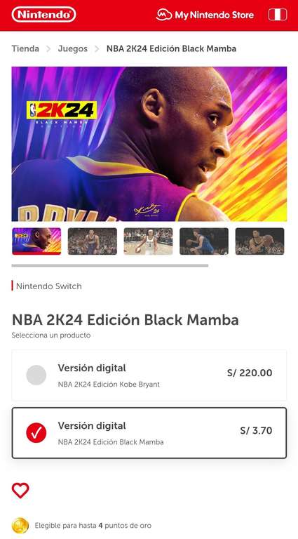 Nintendo eShop Perú - NBA 2K24 Edición Black Mamba a menos de un dólar