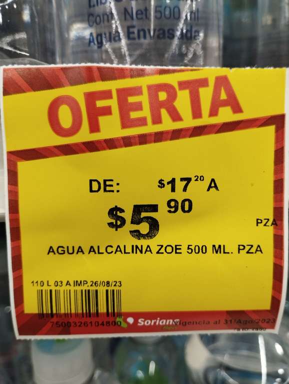Soriana: Agua Zoé 500 ML - León Gto