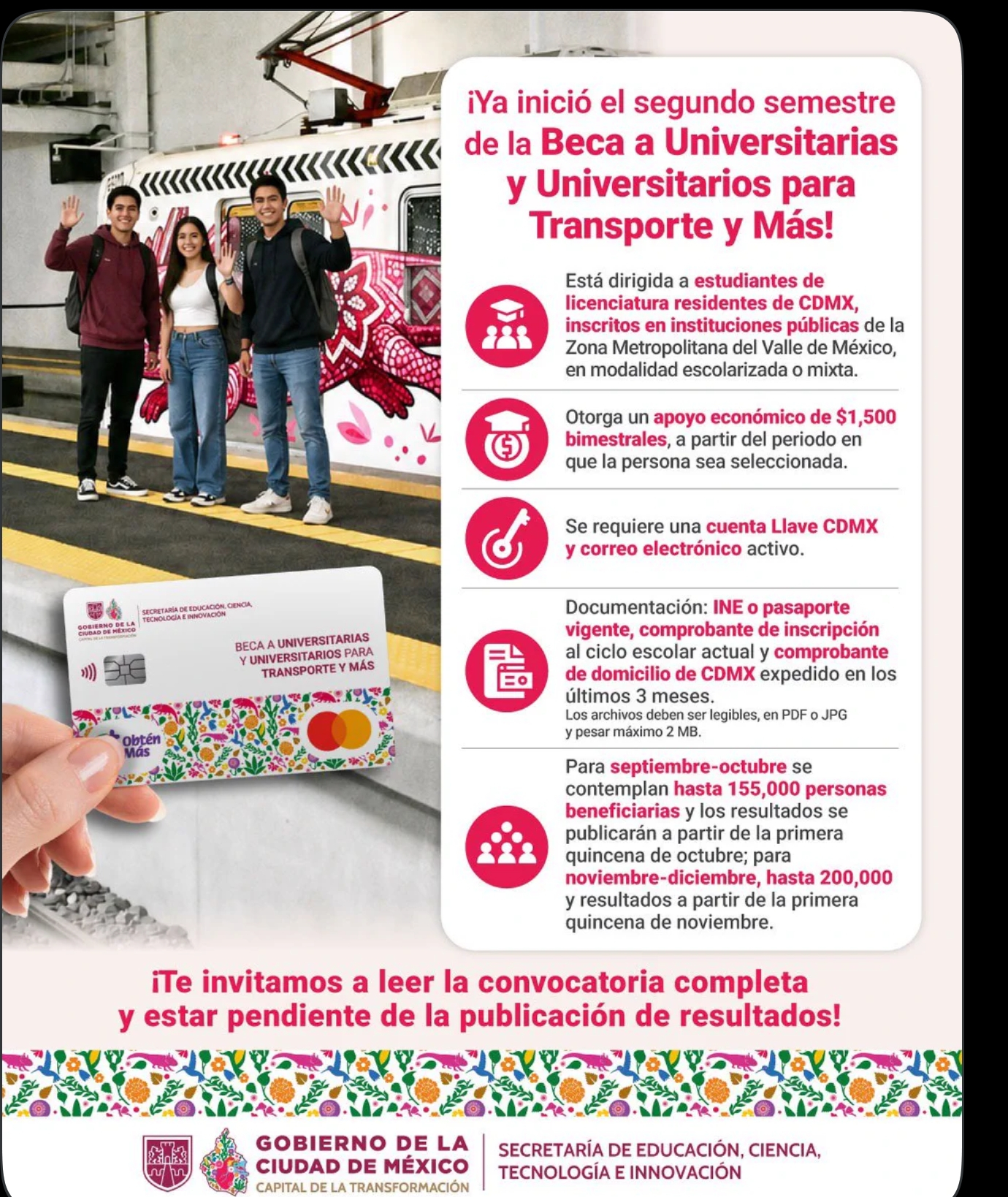 Beca a Universitarias y Universitarios para Transporte y Más (CDMX)