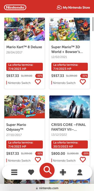 Nintendo EShop: juegos de Mario en oferta (940 México, 707 Argentina, 711 Brazil Canadá)