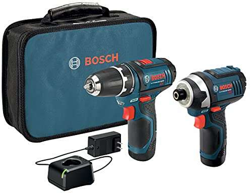 Amazon: Bosch CLPK22-120 Kit 2 herramientas de 12 V máx. con Taladro/Atornillador de 3/8", Atornillador de impacto y (2) baterías de 2.0 Ah