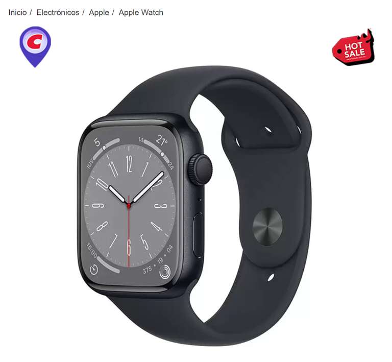 Costco: Apple Watch Series 8 (GPS) Caja de aluminio medianoche 45 mm con correa deportiva medianoche Pagando con PayPaL + BBVA a MSI