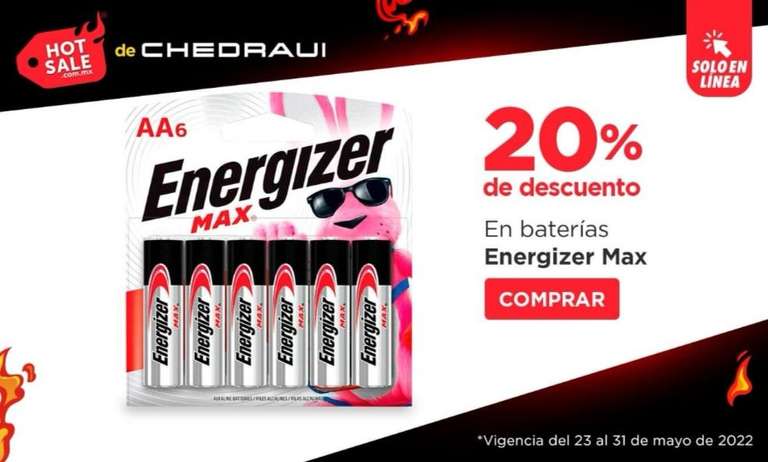 Chedraui: 20% de descuento en Baterías Energizer Max (Exclusiva tienda en línea)