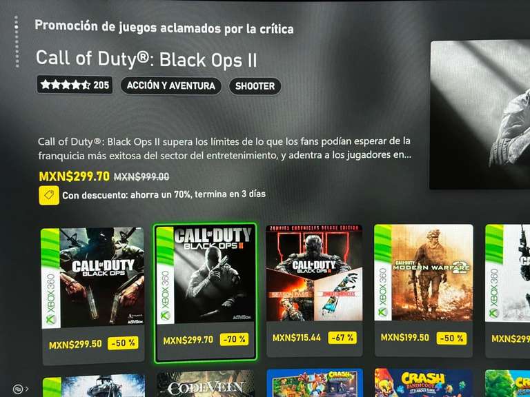 Xbox: Black ops 2 entre otros
