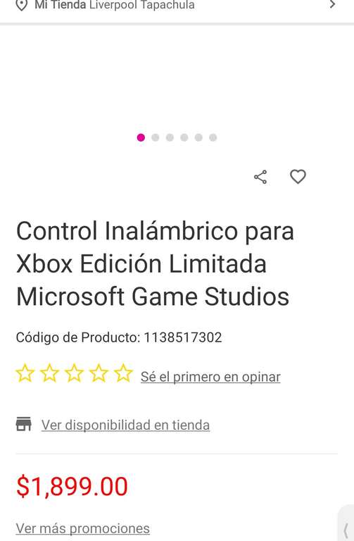 Control Inalámbrico para Xbox Edición Limitada Microsoft Game Studios en Liverpool