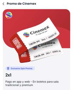 Oxxo: Spin Premia 2x1 Cinemex Tradicional y Premium