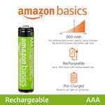 Amazon Basics - Paquete de 4 baterías recargables AAA Performance 800 mAh, precargadas, recarga hasta 1000 veces