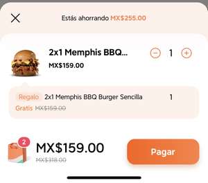 Carls Jr: 4 hamburguesas Memphis BBQ sencilla por $159 (+ envio)