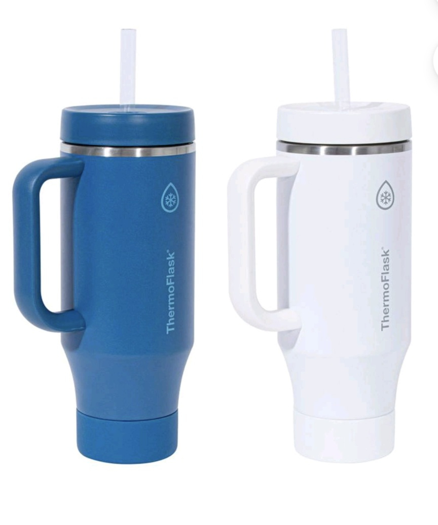 Sam's Club: Set de Vasos Térmicos con Asa Thermoflask Azul/Blanco de 1.18 L