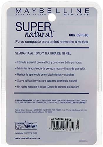 Amazon: Maybelline Super Natural Polvo Compacto Matte, 220 Nat Beige, 12 gr | envío gratis con Prime