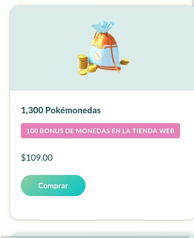 Pokémon Go. Ofertas en tienda web.