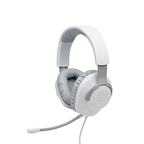 Amazon JBL Audífonos Gamer Over Ear Quantum 100 con Micrófono Extraíble - Blanco
