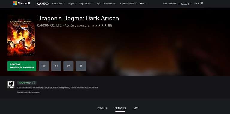 Xbox juego bara: Dragon's Dogma: Dark Arisen (Directo Microsoft Store)