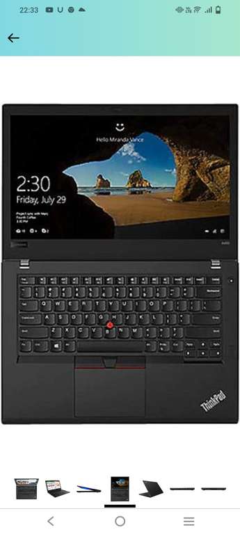 Amazon: Lenovo ThinkPad A485 FHD de 14 pulgadas Qaud Core AMD Ryzen 7 PRO 2700U hasta 3,80 GHz, 8 GB DDR4, 256 GB renewed