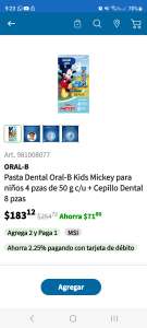 Sam's Club: 2x1 Pasta dental Oral B kids Mickey, 4 pastas + 8 cepillos ( 8 pastas y 16 cepillos en total)