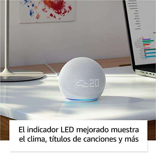 Amazon: Echo Dot con Reloj (5.ª gen) con Wiz Foco Inteligente WiFi, Multicolor | Blanco