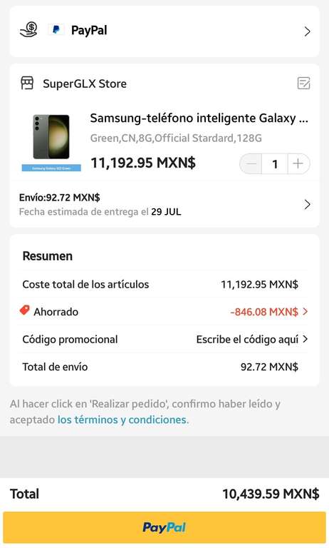 AliExpress: Celular Samsung Galaxy S23