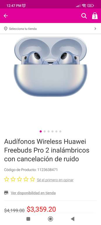 Liverpool: Huawei freebuds pro 2 ($3191 con POCKETMENOS5 en primera compra en app)