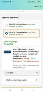 Amazon: SONY SRS-XB33/LC Bocina Bluetooth Portátil con ExtraBass, Resistente al agua y al polvo, 24 Hrs Batería, Azul
