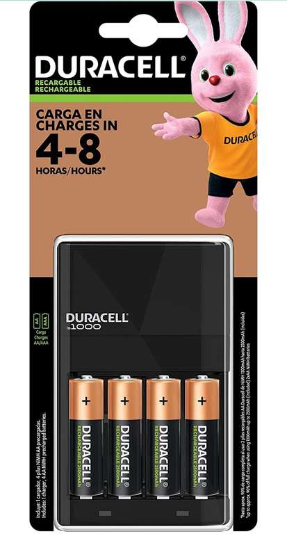 Amazon: DURACELL - Cargador premium pilas recargables, carga extra rápida