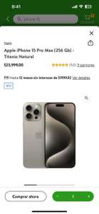 Bodega Aurrera: iPhone 15 Pro Max (256 Gb) Titanio Natural ($22,648 CASHI)