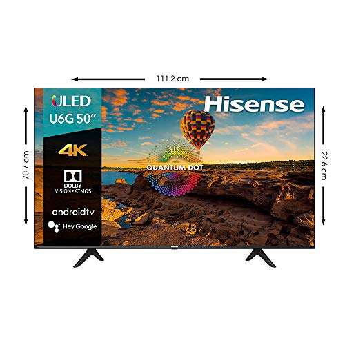 Amazon: Pantalla Hisense 50" ULED 4K UHD Android TV 50U6G (2021)