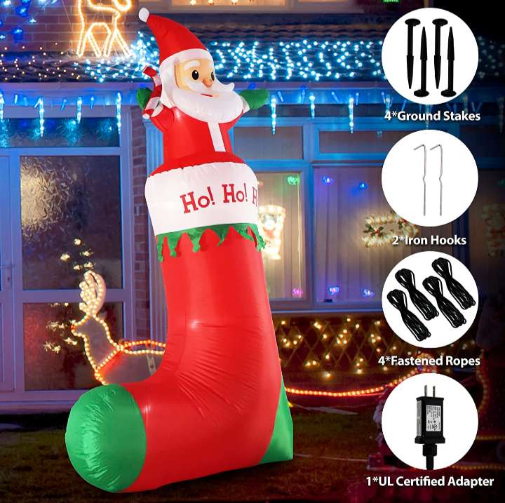 Amazon: Para la decoración de la casa Papá Noel inflable de 10 pies con luz LED.