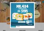 4 medios rollos por $195 en Mr. Sushi